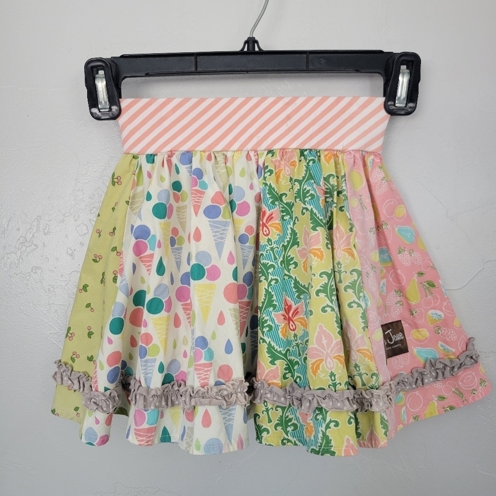 Matilda Jane Little Girls 4 Pink Green Patchwork Printed Fabric Multicolor Boho